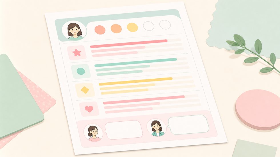 FEEDBACK SHEET（フィードバックシート）の実物イメージ（総合評価と会話例・次の目標）