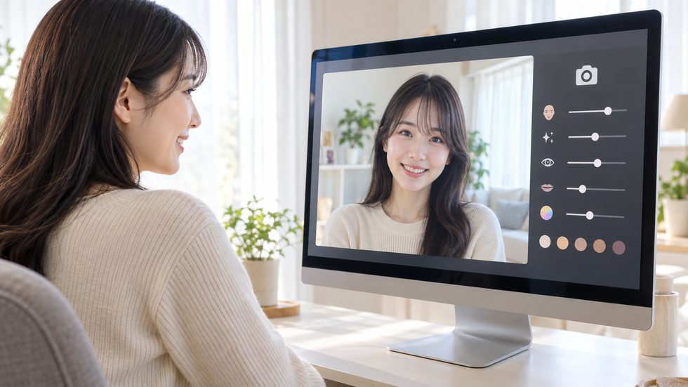 加工カメラの設定画面（専門スタッフが調整・別人レベルも可能）