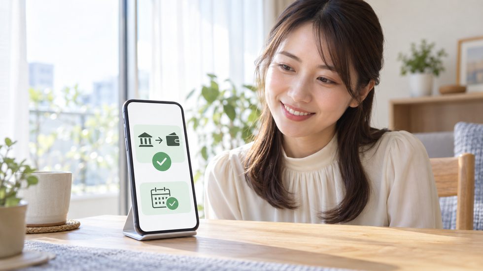 日払いのイメージ（スマホの振込明細・当日受取）