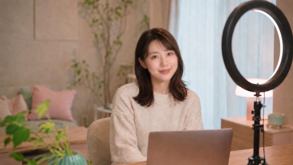 加工カメラとウィッグで身バレ対策をした配信イメージ
