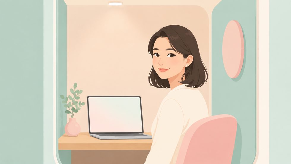 初めてのチャット接客中の様子(リングライト付き個室)