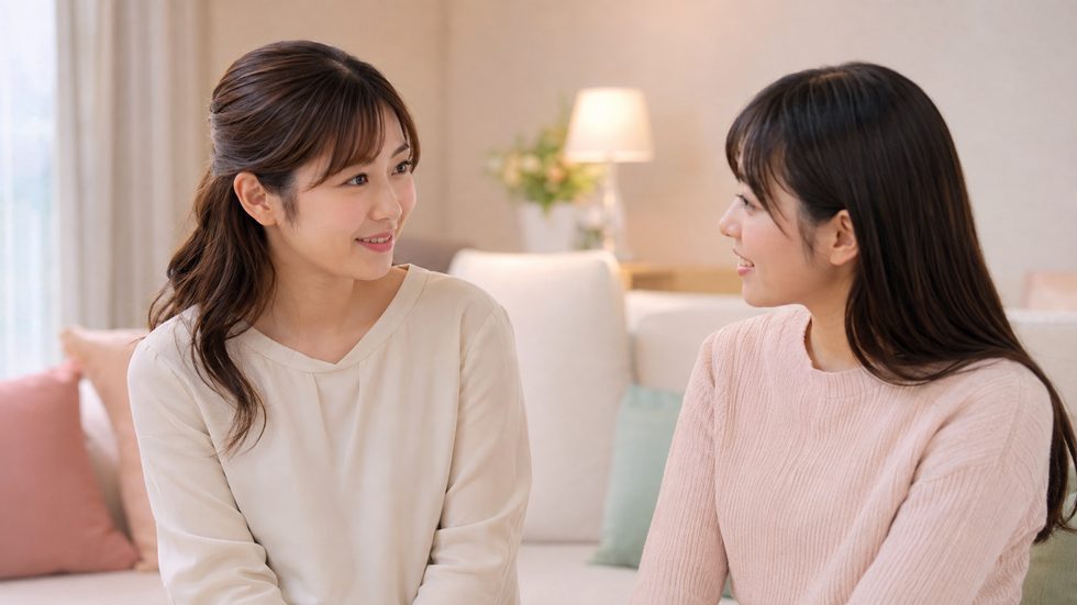 スタッフと相談する様子(通話ボタンでいつでも相談可能)