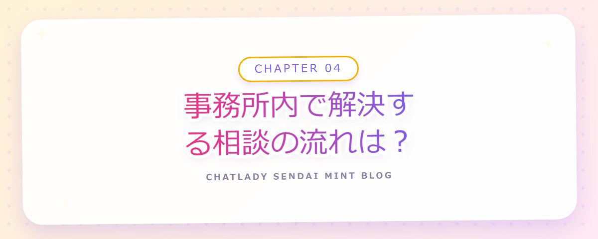 CHAPTER 04 事務所内で解決する相談の流れは?(章見出しカード)