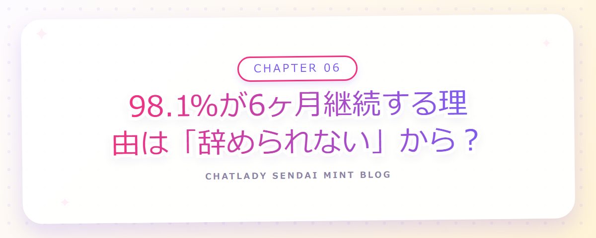 CHAPTER 06 98.1%が6ヶ月継続する理由は「辞められない」から?(章見出しカード)