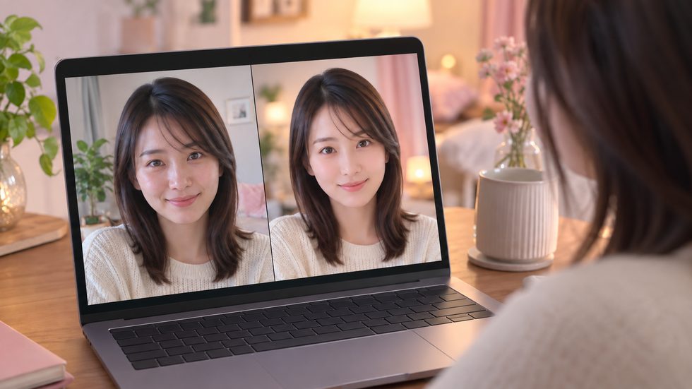 チャットレディの録画流出対策・顔の加工アプリの例