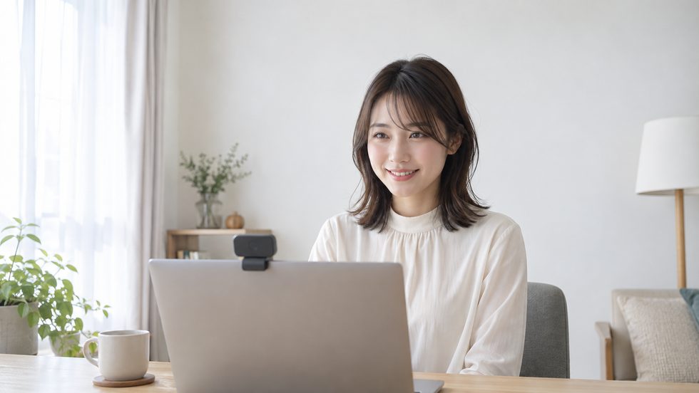 チャットレディの配信に適した白い壁を背景にした部屋の様子