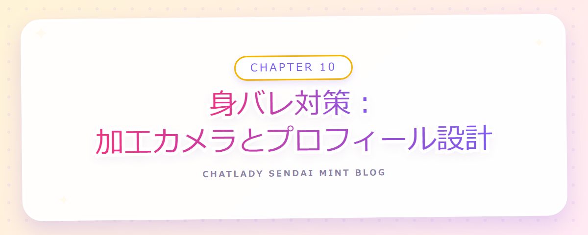 CHAPTER 10 身バレ対策:加工カメラとプロフィール設計(章見出しカード)