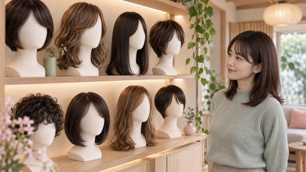 ウィッグの無料レンタル棚(仙台事務所)