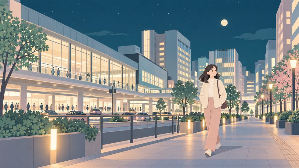仙台駅前の夜景（帰宅路・東口のイルミネーション）