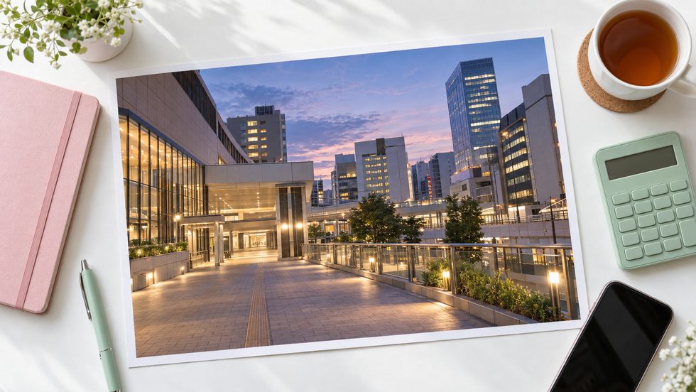 仙台駅東口の風景（名掛丁自由通路を出た先）