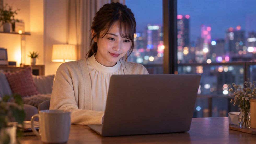 OLが副業で働くイメージ(仕事終わりに在宅で)