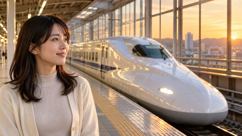 東北新幹線が仙台駅に到着する様子（北上駅から約53分）