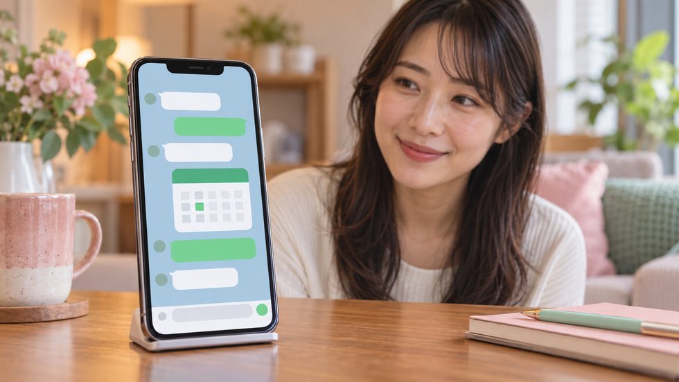 面接予約のイメージ（スマホで公式LINEを開く画面）