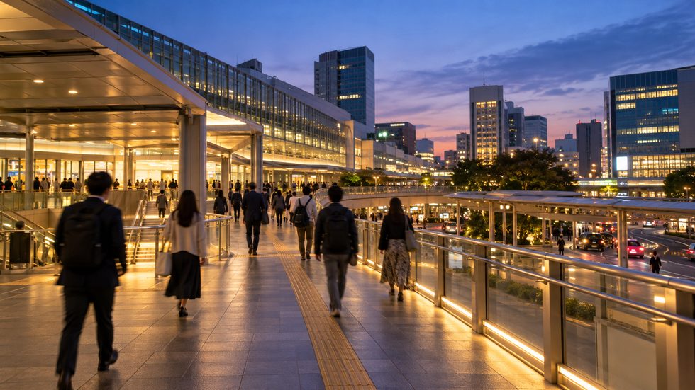 JR仙台駅の名掛丁自由通路の出口付近(駅前の風景)