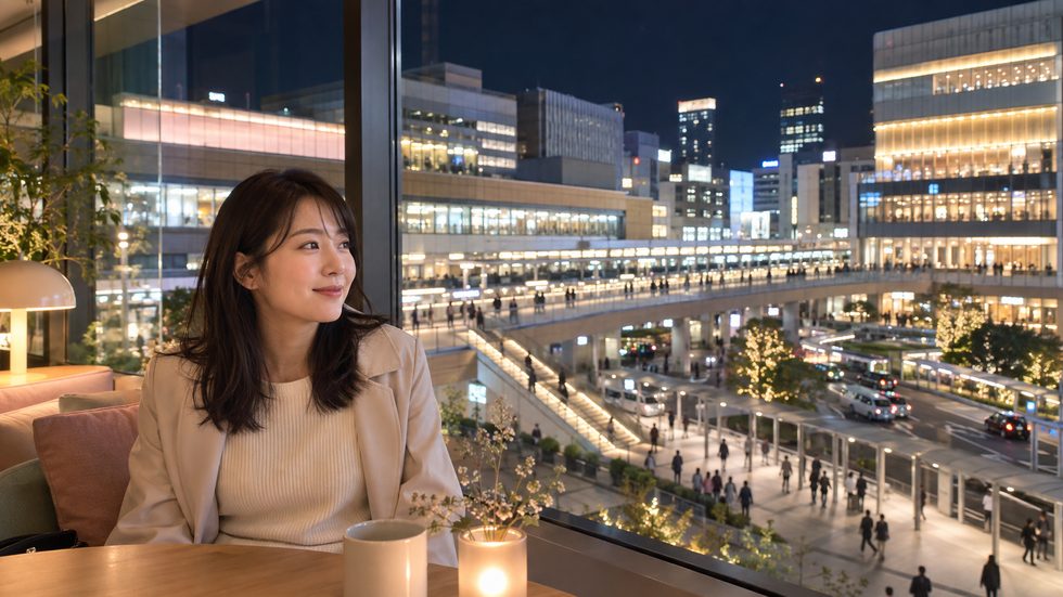 仙台駅前の夜の風景（白石市からの帰り道）