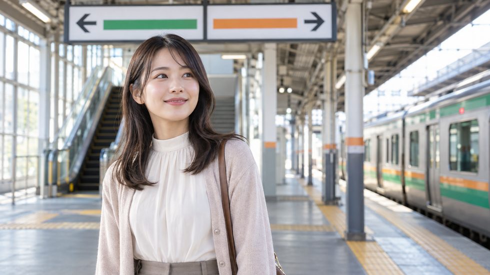 山形駅での仙山線への乗り換え風景