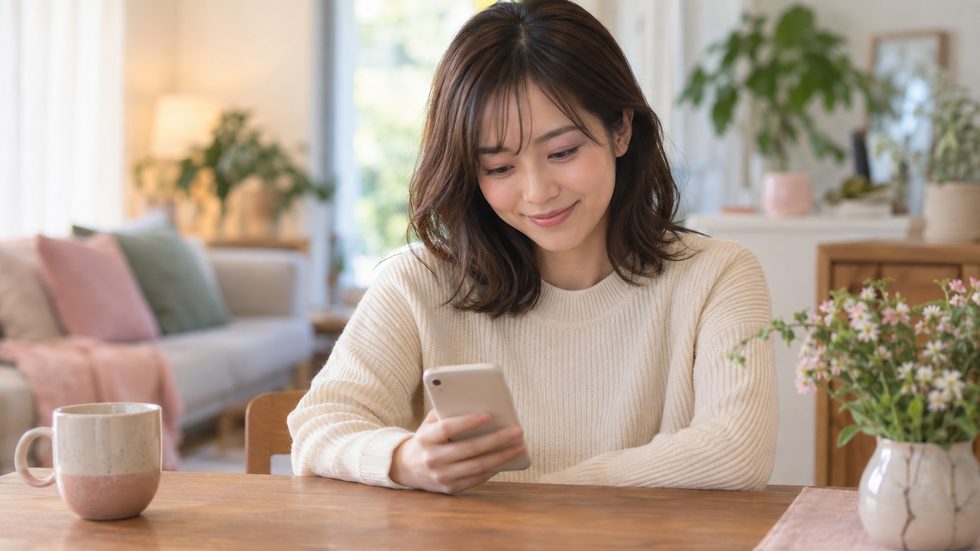 連泊中にスケジュールを確認する女性