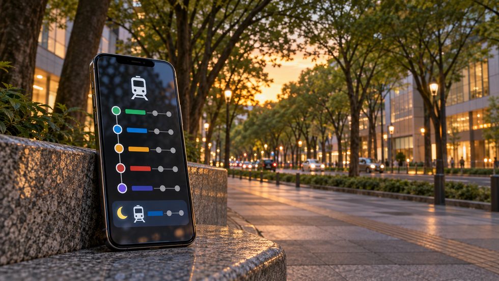 終電時刻を確認するスマホ画面（常磐線時刻表）