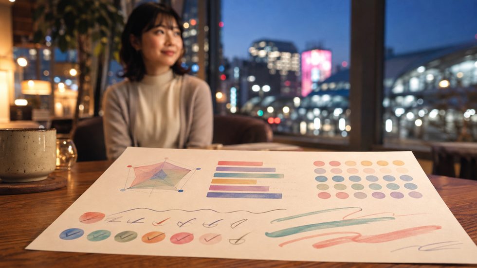 FEEDBACK SHEET（フィードバックシート）の実例（評価チャート・目標・良かった点）