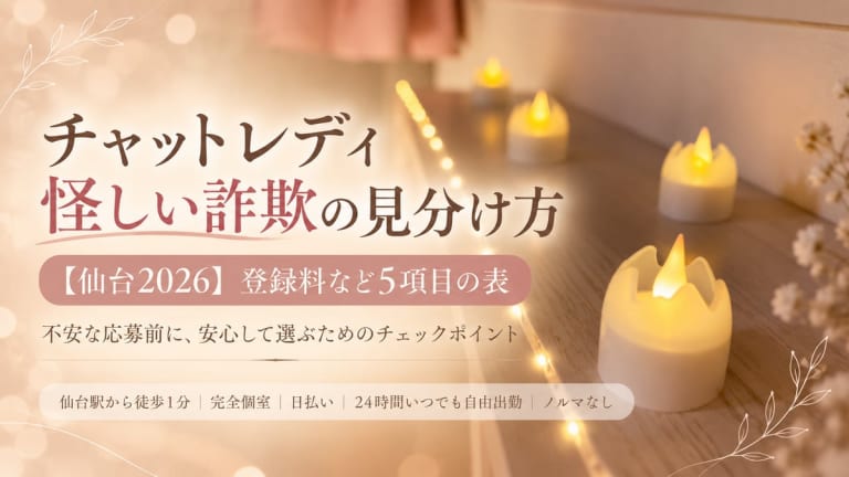 チャットレディ怪しい詐欺の見分け方【仙台2026】登録料など5項目の表のアイキャッチ画像