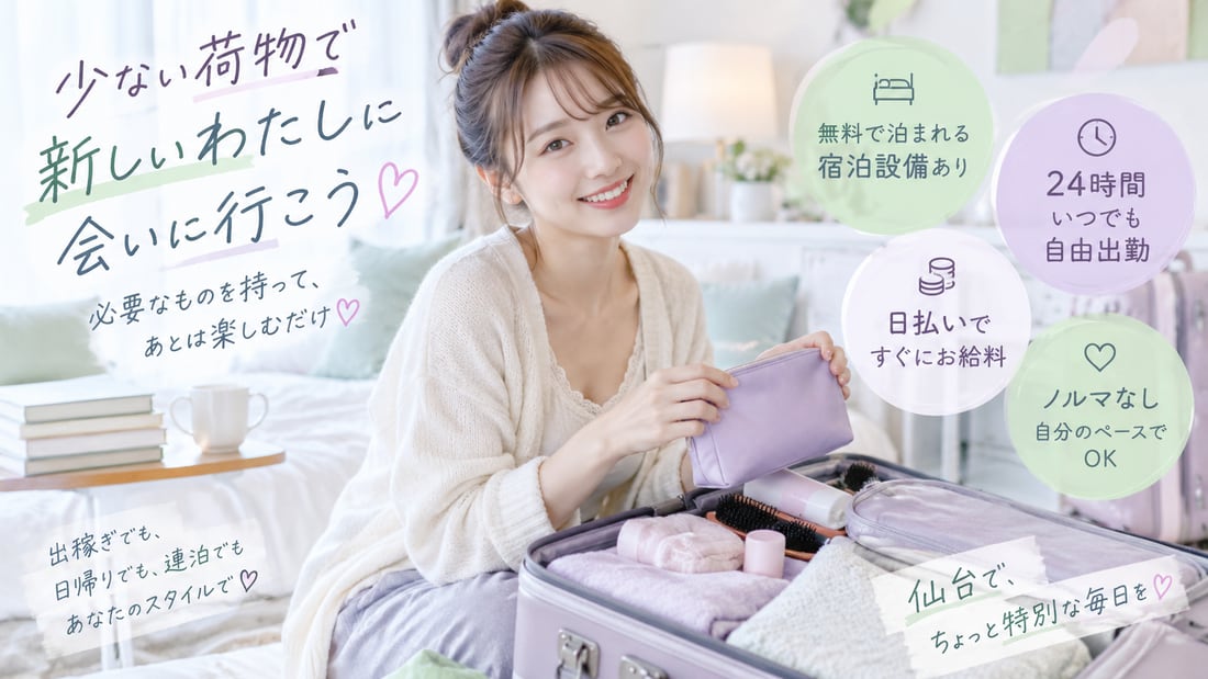 少ない荷物で 新しいわたしに 会いに行こう♡/必要なものを持って、あとは楽しむだけ♡