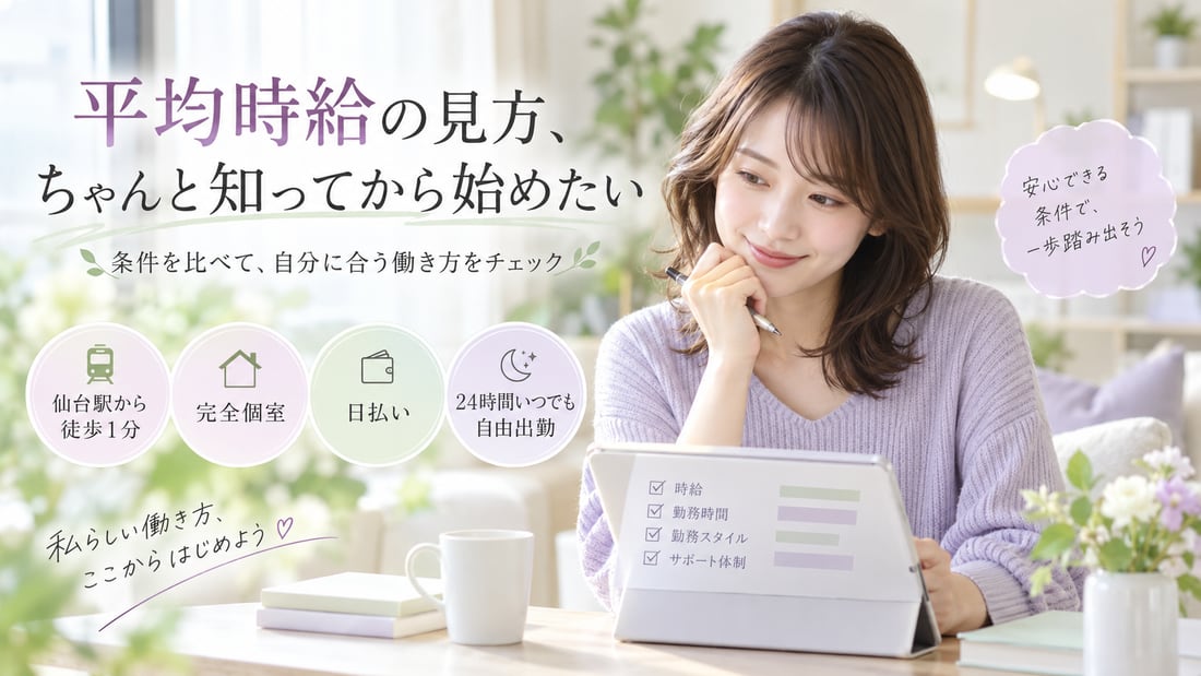 平均時給の見方、ちゃんと知ってから始めたい/条件を比べて、自分に合う働き方をチェック