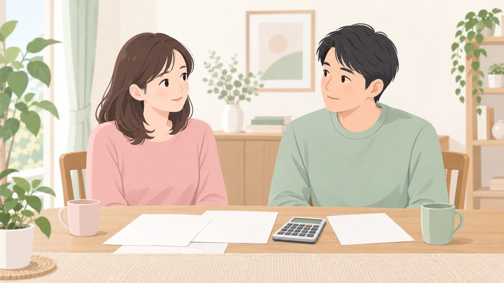 夫婦で税金と配偶者控除について話し合う様子