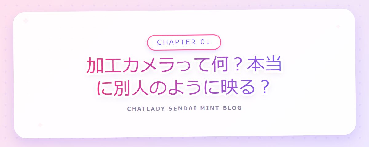 CHAPTER 01 加工カメラって何？本当に別人のように映る？（章見出しカード）