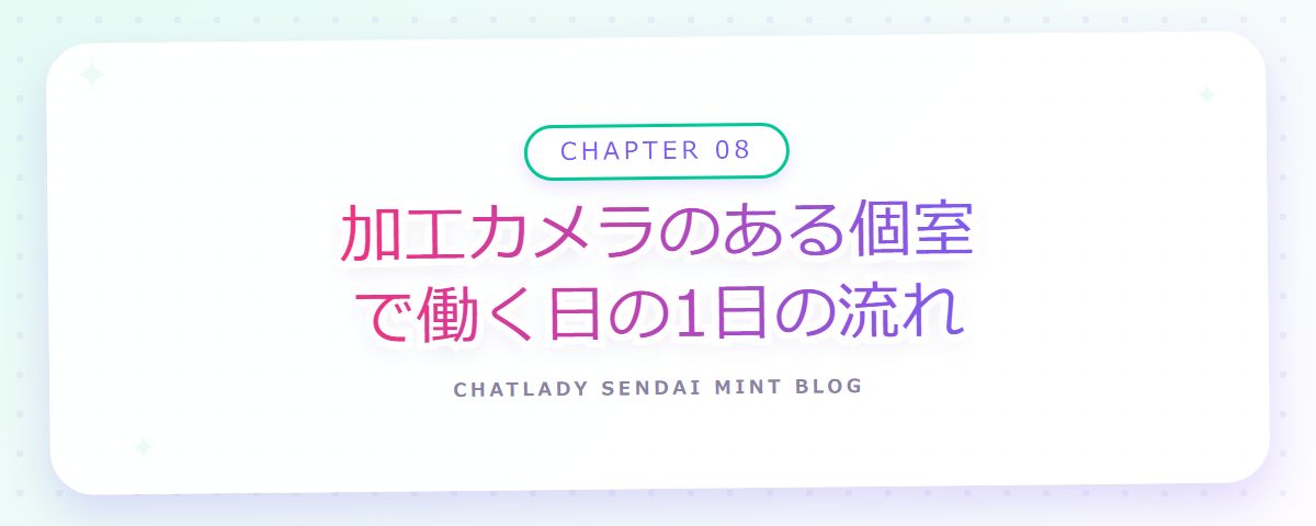 CHAPTER 08 加工カメラのある個室で働く日の1日の流れ（章見出しカード）