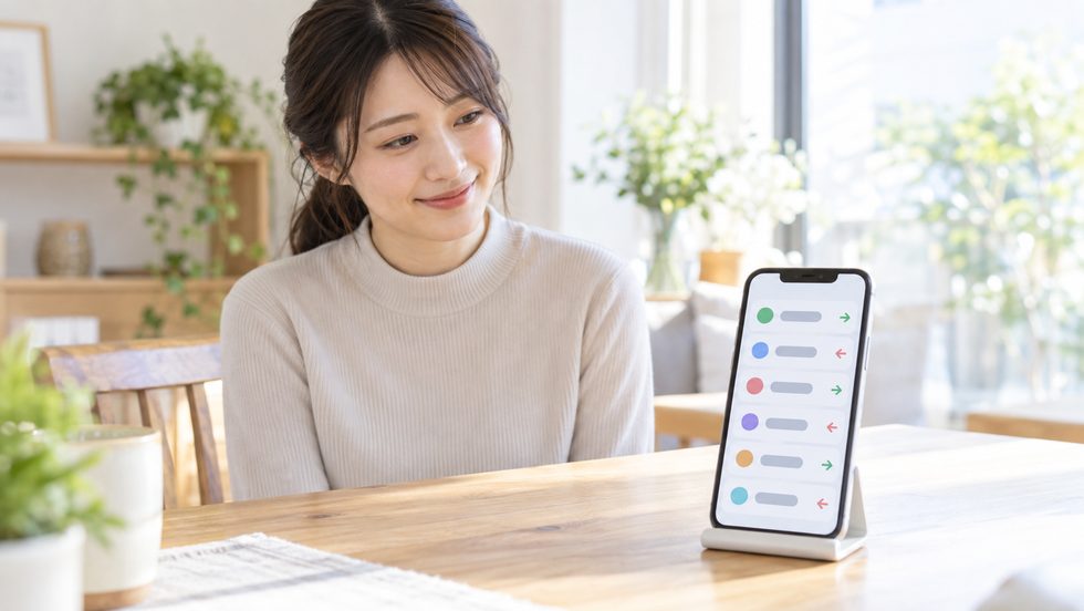 スマートフォンに表示された銀行の振込記録明細