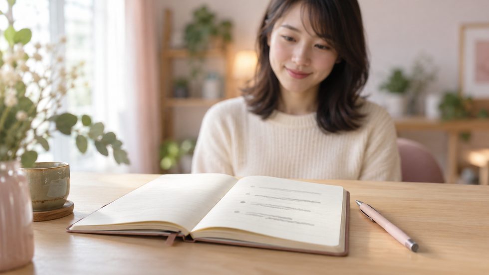 仕事内容を箇条書きにしたメモ帳と筆記用具