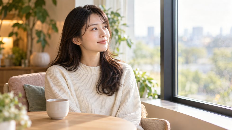 チャットレディを始めるかどうか落ち着いて考えている女性