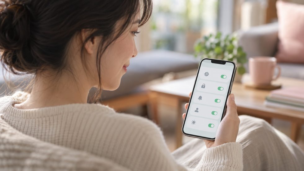 配信サイトの設定画面を確認するスマホ画面のイメージ