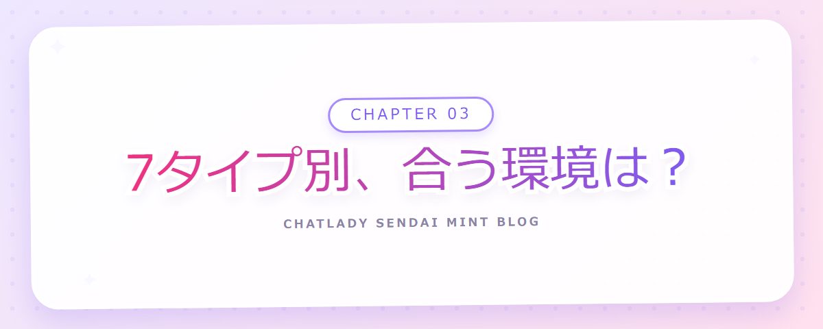 CHAPTER 03 7タイプ別、合う環境は？（章見出しカード）