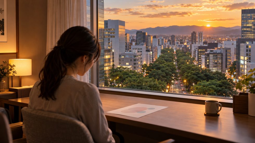 チャット後にFEEDBACK SHEETで振り返りをする様子