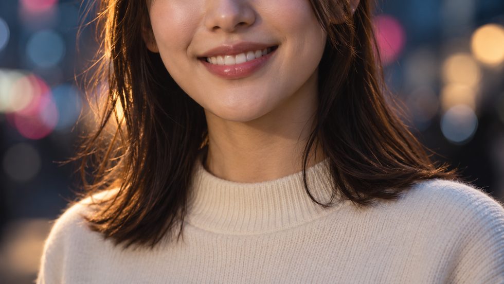 口元までを写した顔出しなしのプロフィール写真の構図例