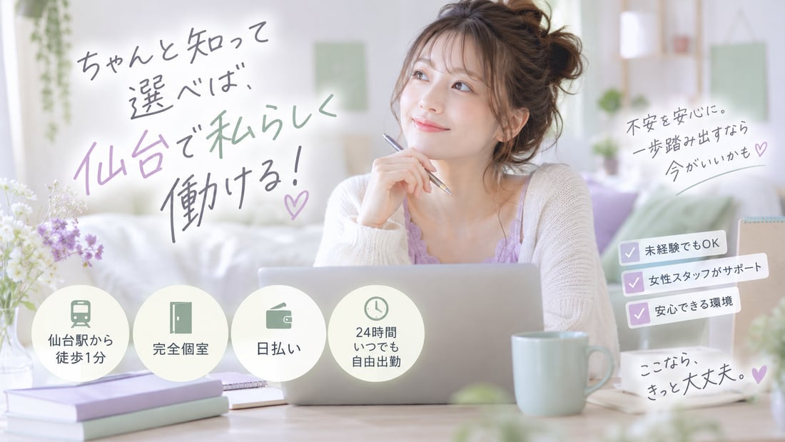 ちゃんと知って 選べば、仙台で私らしく働ける！♡／不安を安心に。一歩踏み出すなら 今がいいかも♡