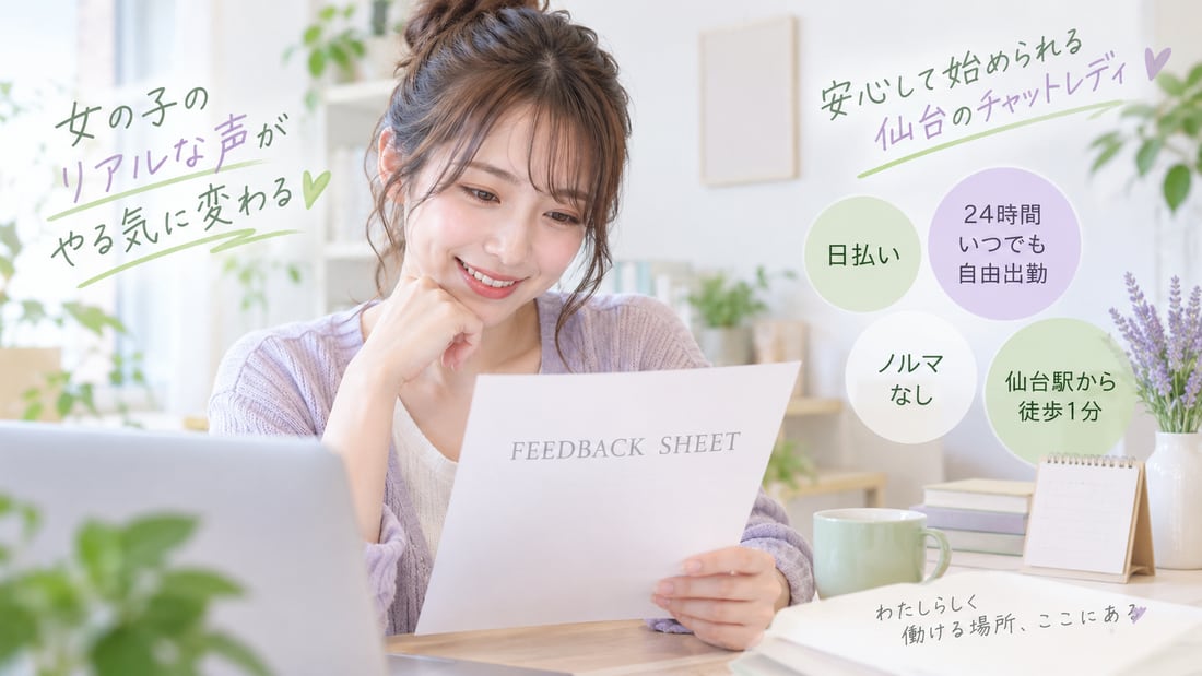 女の子のリアルな声がやる気に変わる♥／安心して始められる仙台のチャットレディ♥