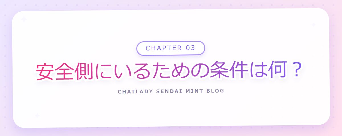 CHAPTER 03 安全側にいるための条件は何?(章見出しカード)