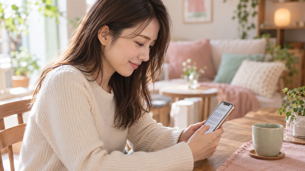 サイトの利用規約をスマホで確認する手元