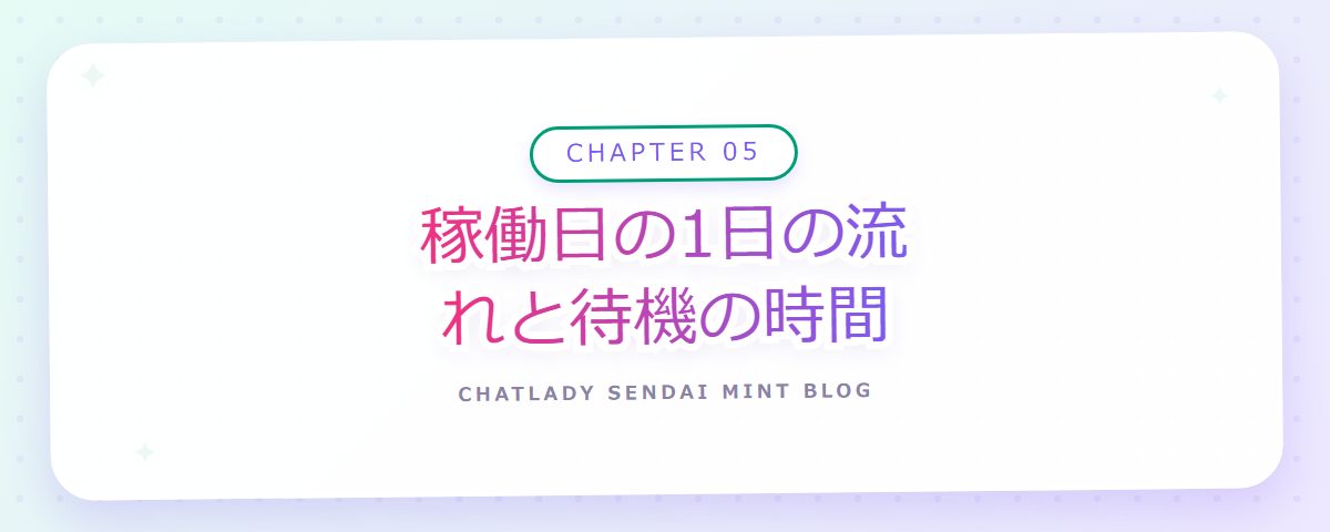 CHAPTER 05 稼働日の1日の流れと待機の時間（章見出しカード）