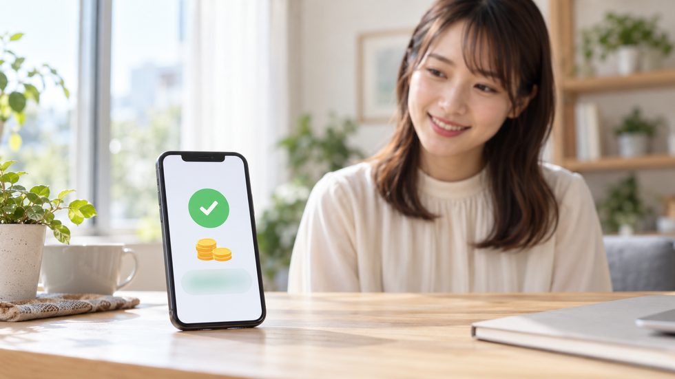 スマホで振込の通知と金額を確認するイメージ（日払いの明細）