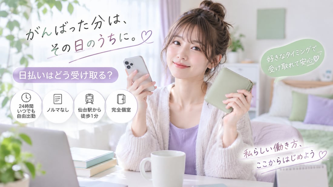 がんばった分は、その日のうちに。♡/日払いはどう受け取る?