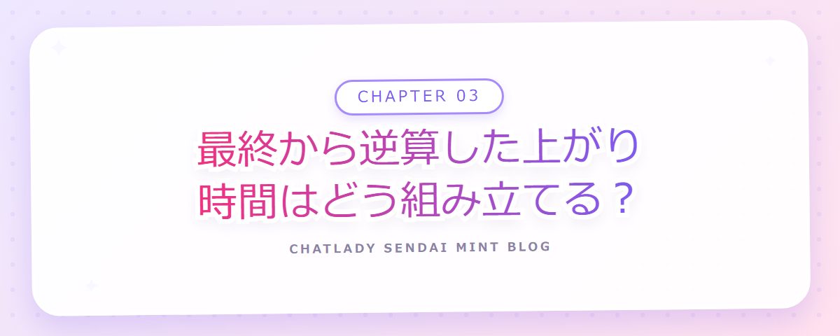 CHAPTER 03 最終から逆算した上がり時間はどう組み立てる?(章見出しカード)